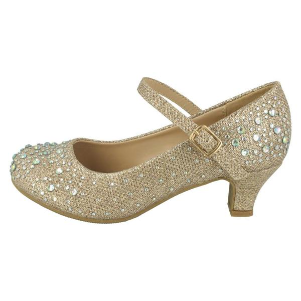 Spot On Girls Junior Spot On Sparkly Kitten Heel Party Shoes
