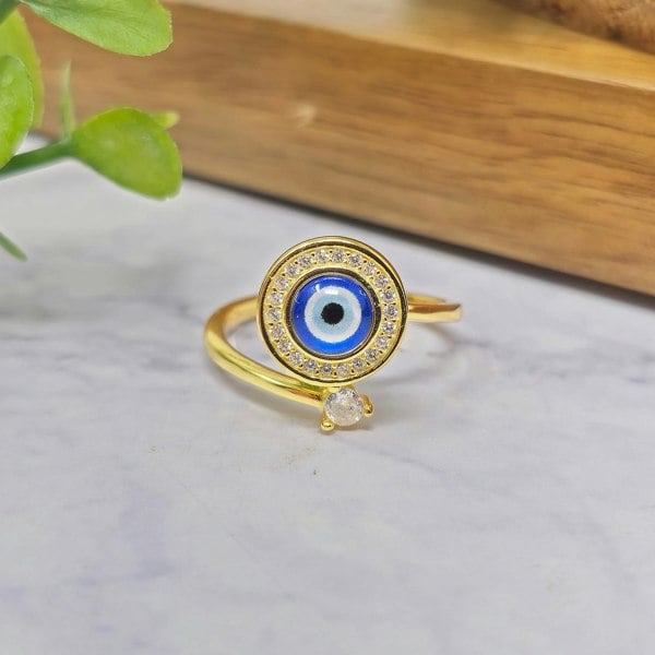 Evil Eye Fidget Spinner Friendship Gold Plated Ring