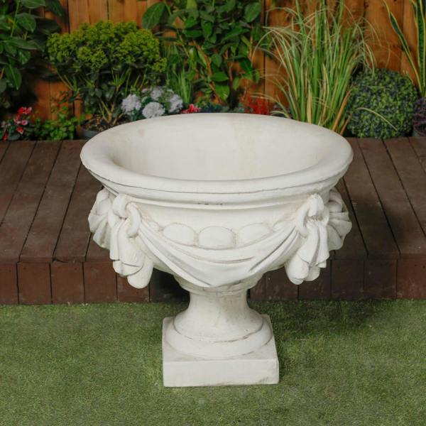 Large White/cream Draped Georgian Style Vase Planter Urn 