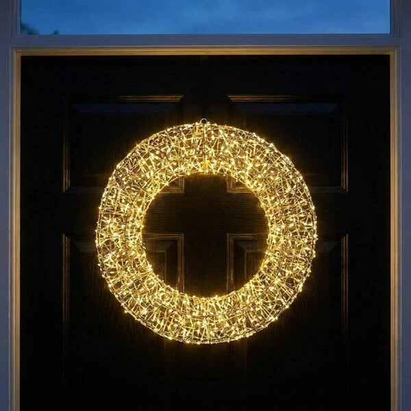 Garden Greatness Illuminated Wire Wreath with Flashing LEDs and Timer