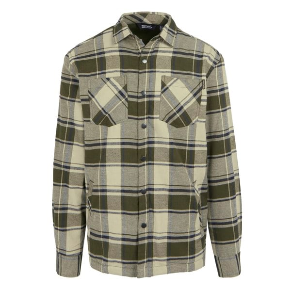 Regatta Mens Thamos Checked Long-Sleeved Shirt - Dark Khaki/Moonstruck