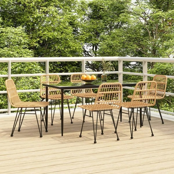 Berkfield 7 Piece Garden Dining Set Poly Rattan