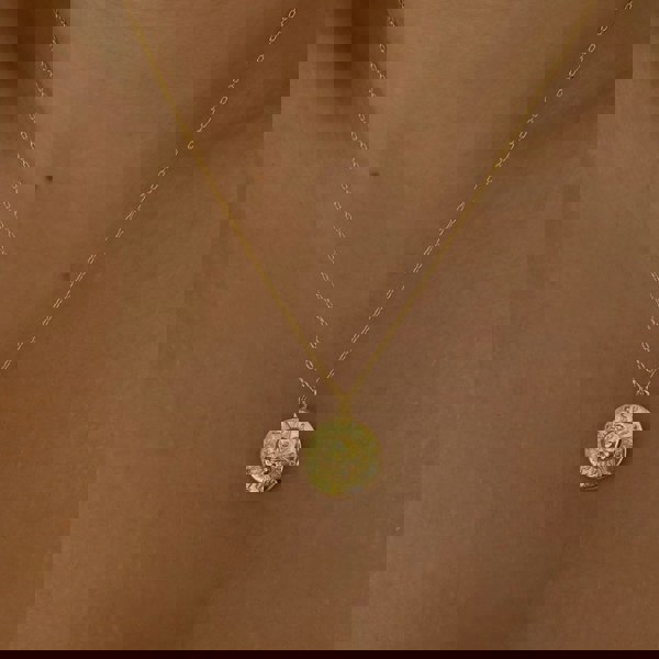 Spero London Sun Silhouette Face Embossed Sterling Silver Medal Necklace