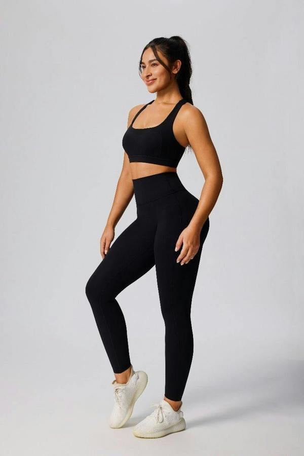Anniou High Waist Sports Leggings - Black