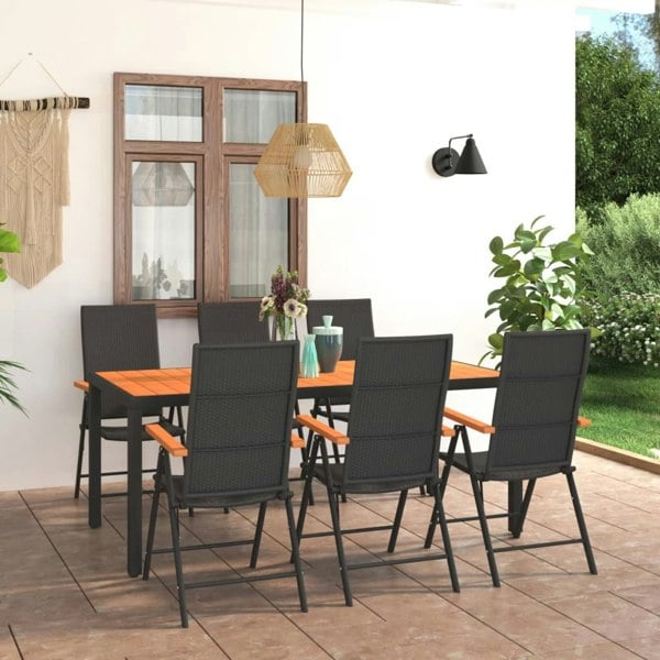 Berkfield 7 Piece Garden Dining Set Black and Brown