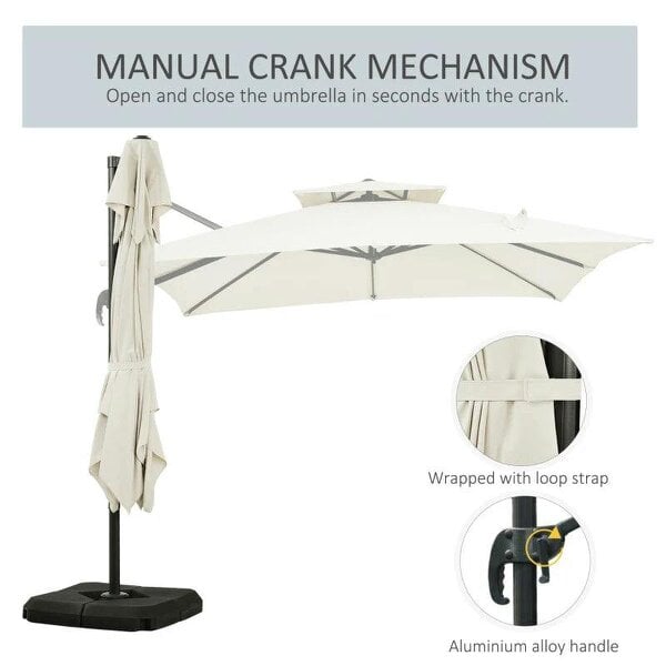 Bobobiy Steel Frame Outdoor Roma Cantilever Umbrella