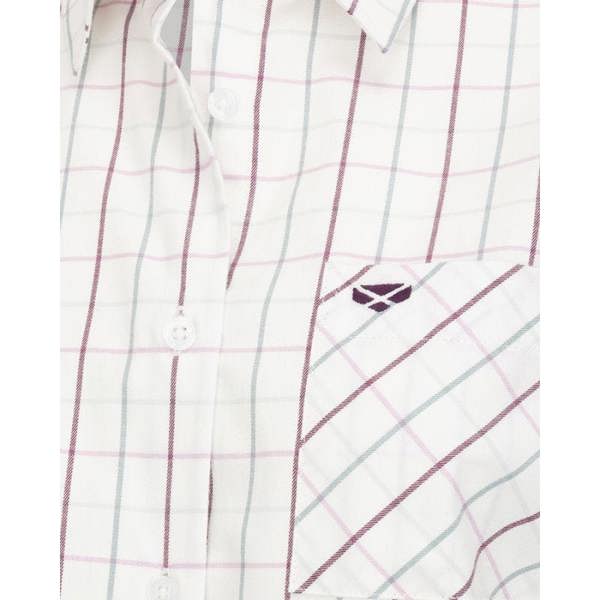 Hoggs of Fife Aberlady ladies tattersall shirt chest pocket detail with embroidered logo and cotton twill check pattern