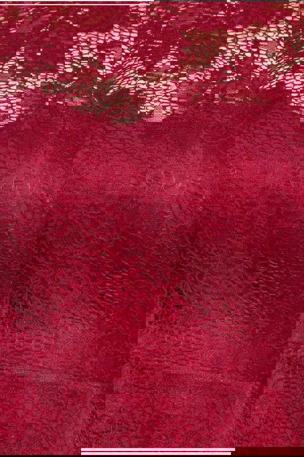 Scalloped Lace A-Line Maxi Dress - Wine DR4496