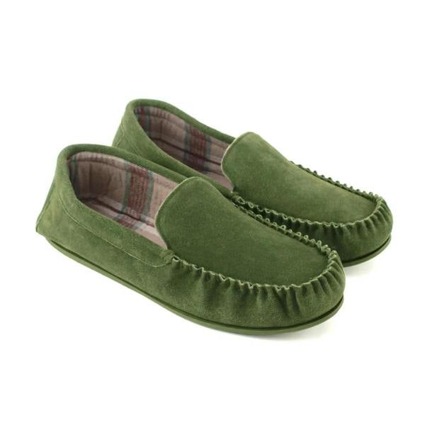 Eastern Counties Leather Mens Harris Suede Moccasins - Olive - 