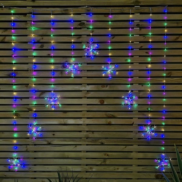 Samuel Alexander 1.2m Multi Colour LED Snowflake Curtain Lights Christmas Decorations