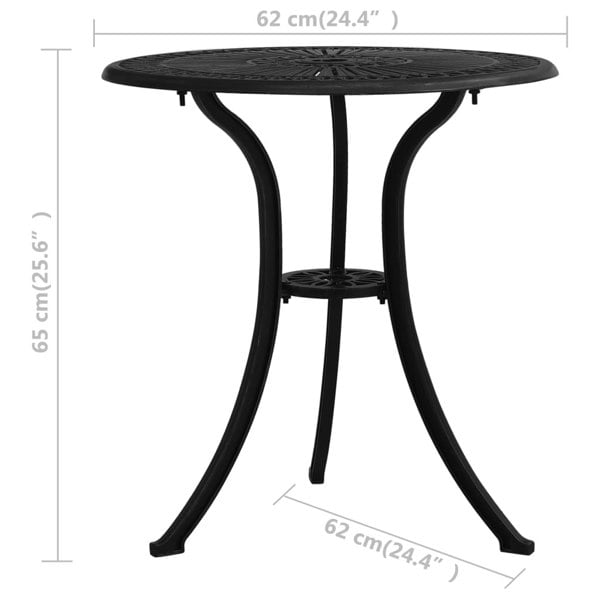 Berkfield 3 Piece Bistro Set Cast Aluminium Black