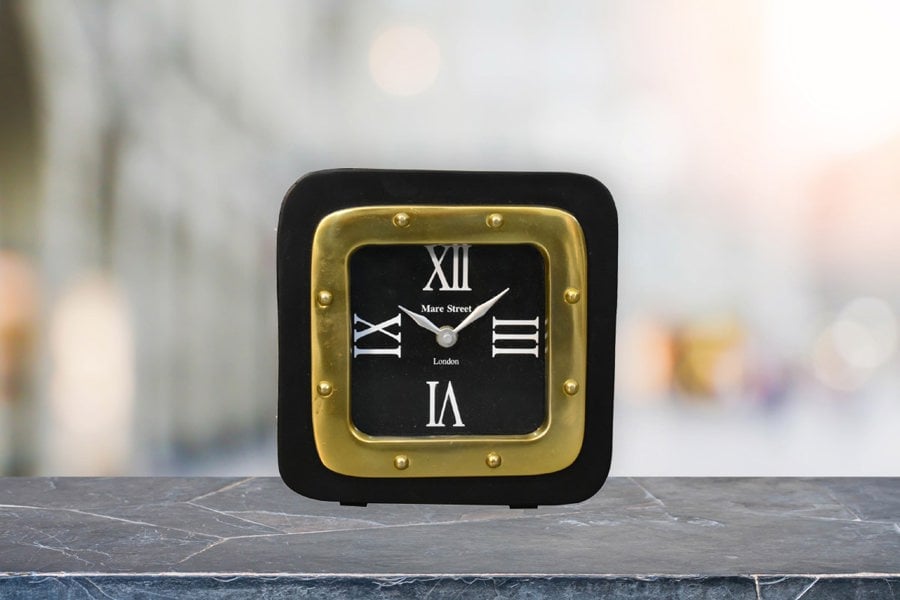 Artisan Furniture Black and Gold Small Table Clock