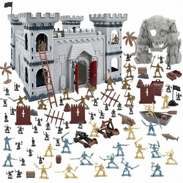 deAO Toys deAO 310 PCS Medieval Castle Knight Playset, Army Soldier Toys for Kids