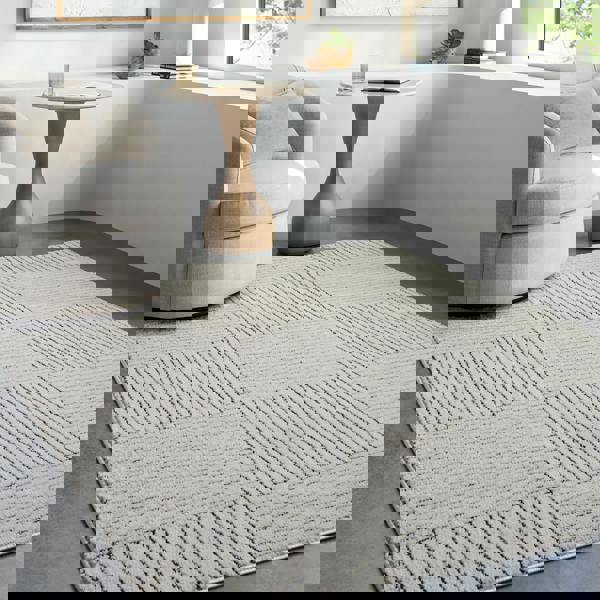 Livabliss Galey Alix Architect-Modern Ivory Brown Graphic High Pile Rug