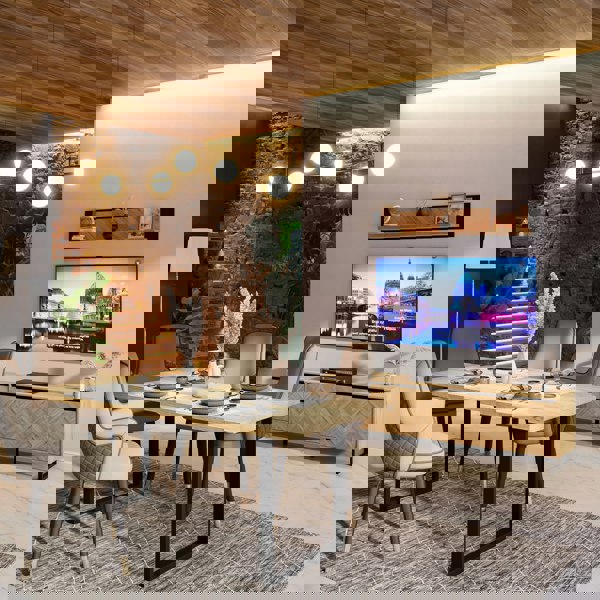 Furniture To Go Nikomedes TV Unit  in Spica Oak/Matt Black/Bartex Oak