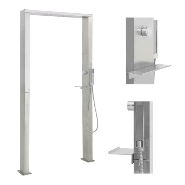 Berkfield Outdoor Shower Stainless Steel Double Jets