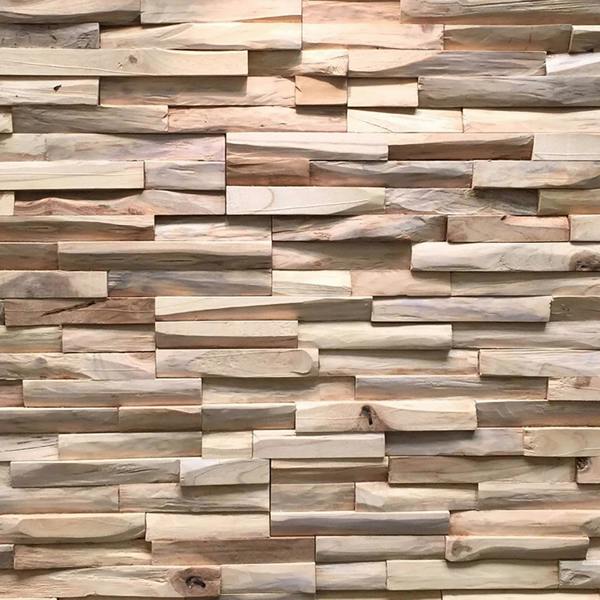 Wallsupply UltraWood Benevento Solid Teak Wood Panels, Wall Cladding 3D Interlocking Tiles, 10pcs 0.9m²