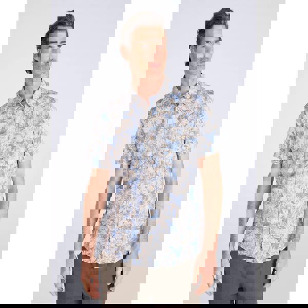 Mountain Warehouse Mens Tropical Short-Sleeved Shirt - Bright Blue