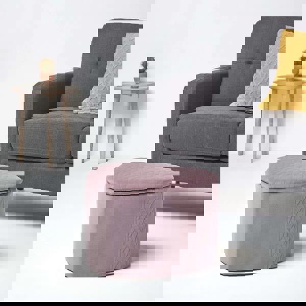 HOMESCAPES Arundel Heart-Shaped Velvet Footstool with Storage