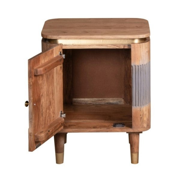IH Design Alaina Acacia Wood Bedside Table