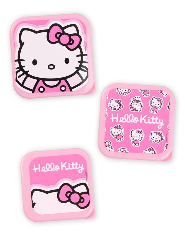 Hello Kitty Girls Pink Character Lunch Bag Bottle and 3 Snack Pot (One Size)