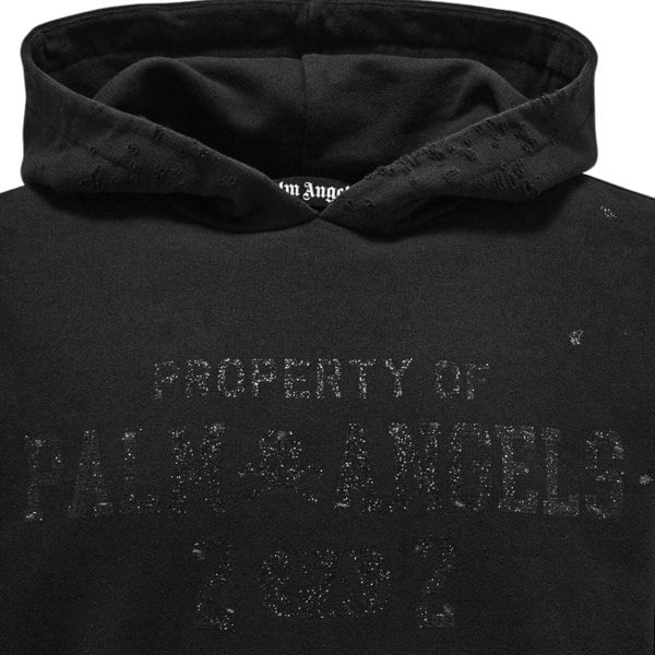 Palm Angels Damaged Logo Hoodie - Black