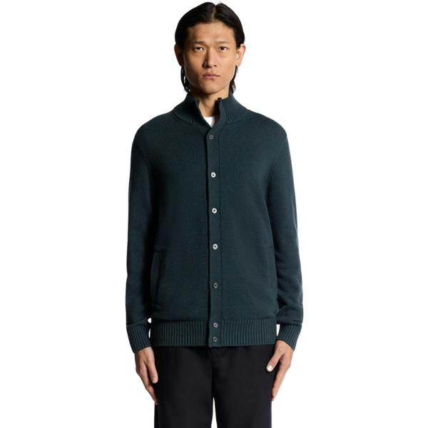 Lyle & Scott Button Up Carbon Blue Military Cardigan