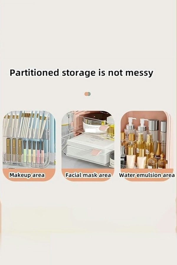 Living and Home Cosmetic Organizer Skincare Display Box Makeup Storage Case with Mirror