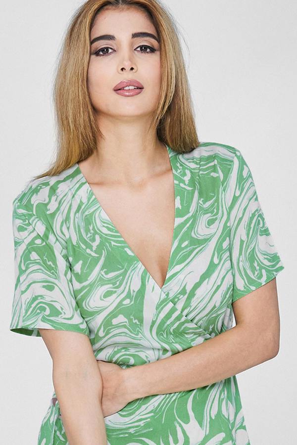 ENORSIA Fluid Printed Relax Fit Mini Dress