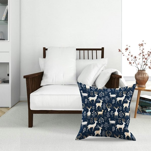 Warren Reed Reindeer, Whimsical, Illustration Pattern Floor Cushion