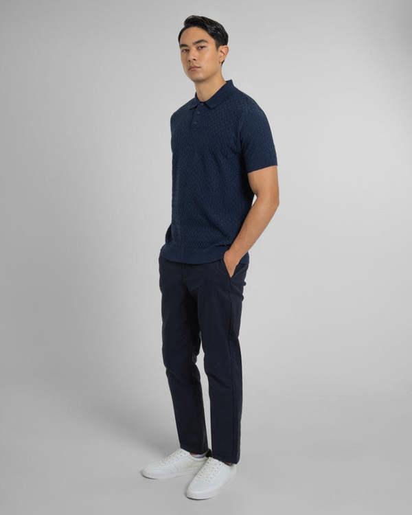 Steel & Jelly Burton - Geo Texture Knitted Polo Shirt