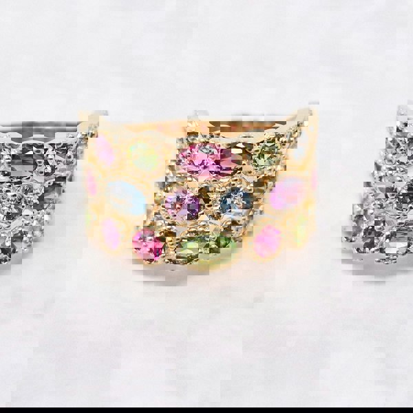 18ct Gold Plated Multi Colour Gemstone Ring