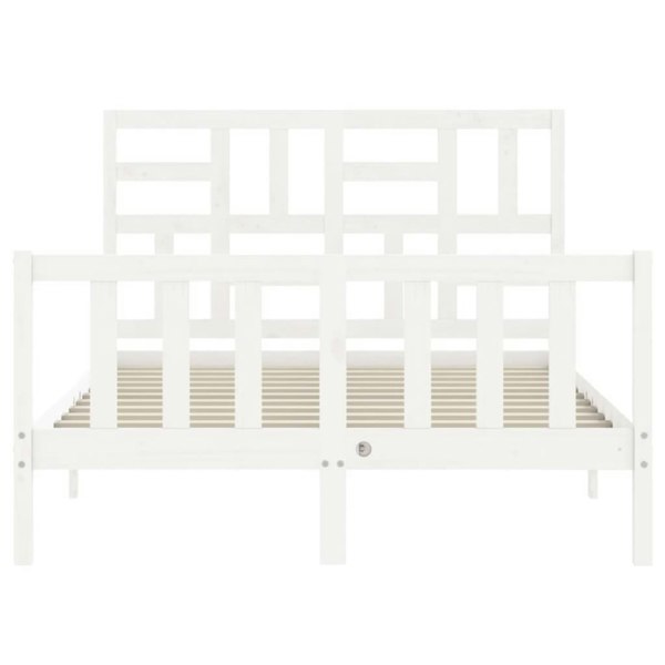 Berkfield Bed Frame with Headboard White 140x190 cm Solid Wood