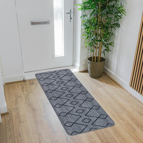 JVL Fiora Machine Washable Indoor Runner - 50 x 150cm - Diamond Pulse