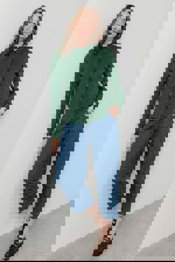 Lily & Me Sage Frill Organic Cotton Blouse Pine Green