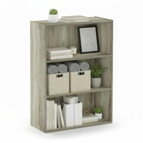 WALPLUS Pasir 3-Tier Open Shelf, Sonoma Oak | High Quality Decorative Wall Design