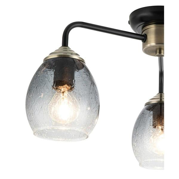 COSYLYTE Malanda 3 Light Smoky Glass Ceiling Light