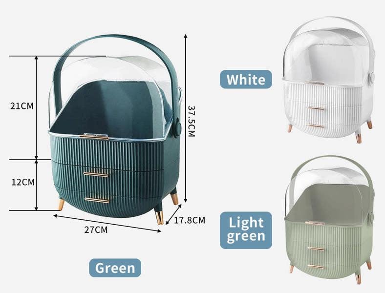 ilus Portable Makeup Organiser Cosmetic Case Carry Storage Box Jewelry Holder White