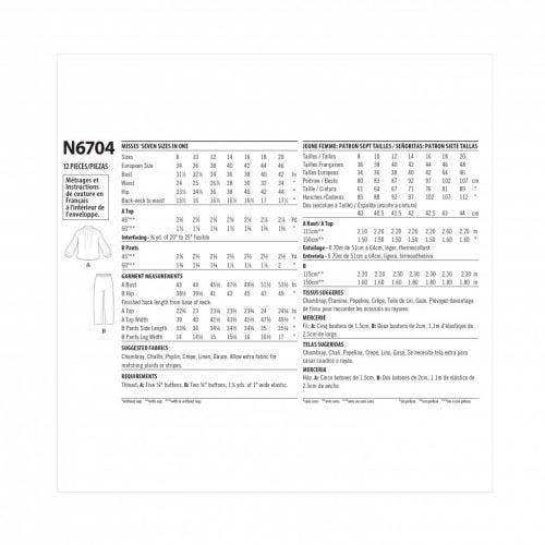 New Look Sewing Pattern 6704, Tops, Trousers for Women, A (8-10-12-14-16-18-20) - Easy
