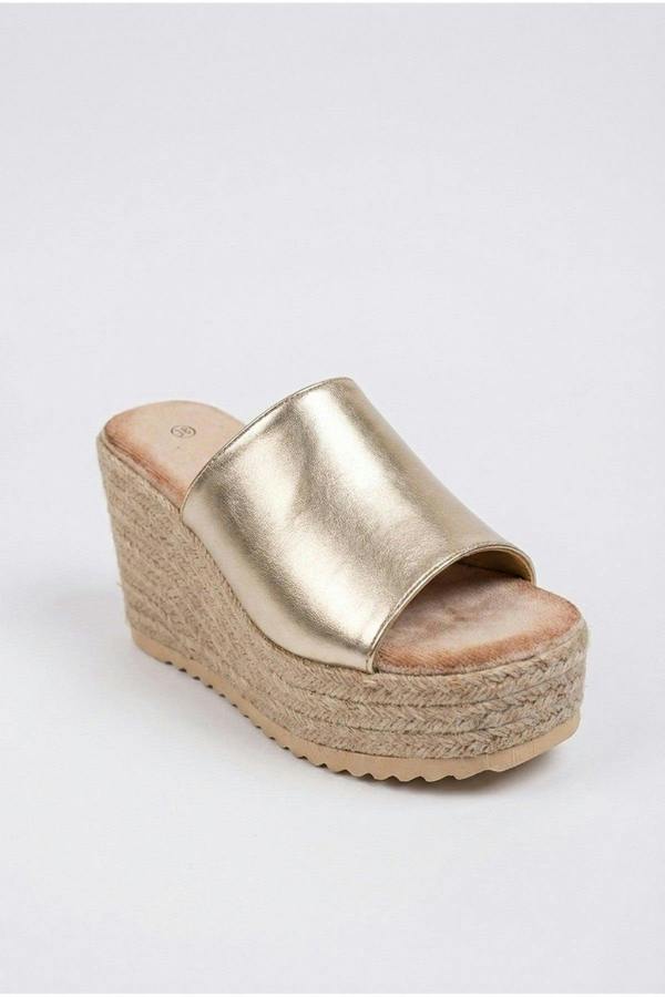 Rosa Womens Espadrille Wedge Sandals - Gold