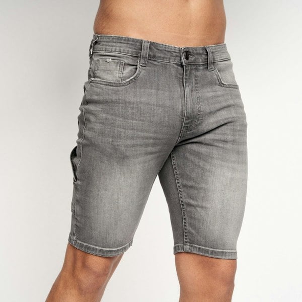 Crosshatch Carpenter Denim Shorts Light Grey Wash