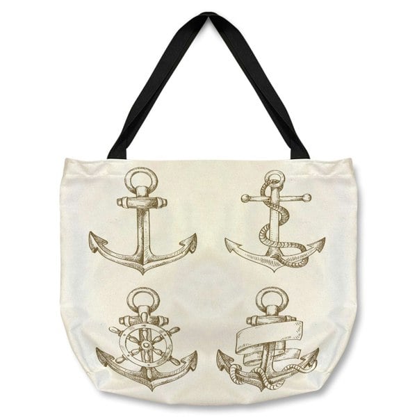 Benjamin Tate Design Drawn Anchors Tote bag