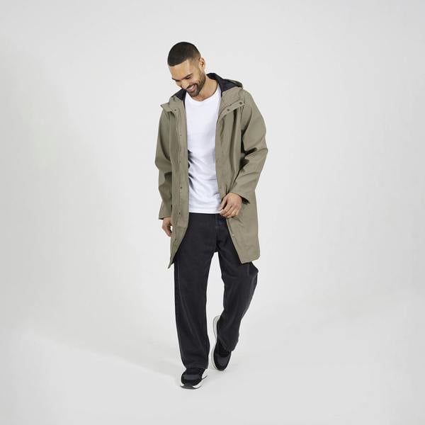 Brave Soul Taupe Rubberised Hooded Parka Style Jacket - Taupe Image 3