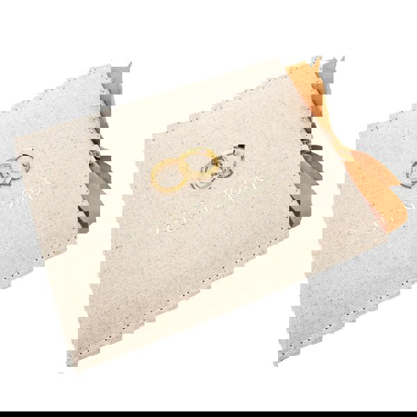 Natural Linen Fabric Wedding Day Guest Book with Shiny Gold Rings Image 3