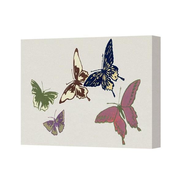 Benjamin Tate Design Colorful Butterfly Canvas Wall Art Decor With Five Butterflies