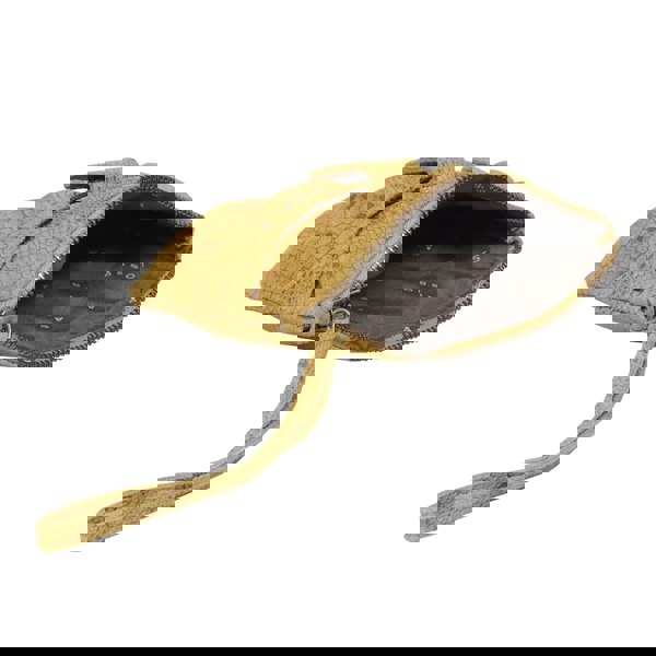 Assots London 'DARCY' Mustard Pleated Snake Print Real Leather Wristlet Pouch