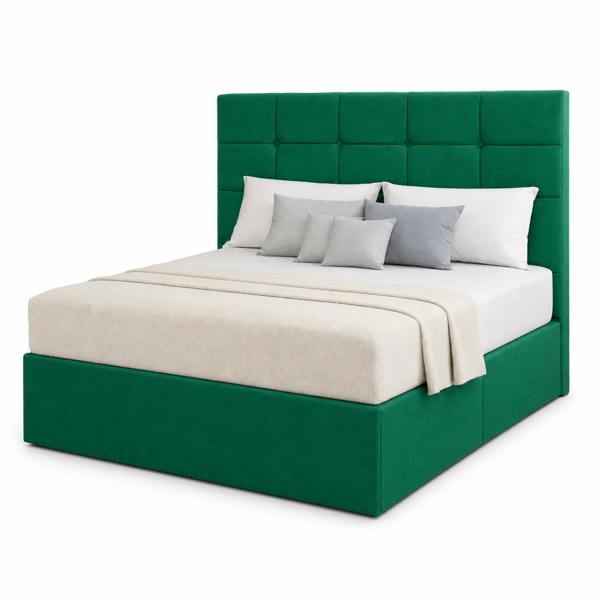 Great British Beds Cube Divan Bed - Green Plush