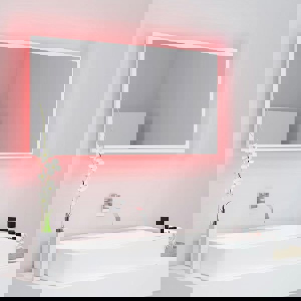 Berkfield LED Bathroom Mirror White 90x8.5x37 cm Acrylic