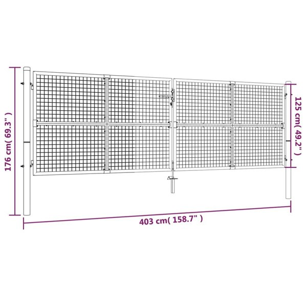 Berkfield Mesh Garden Gate Steel 400x125 cm Green