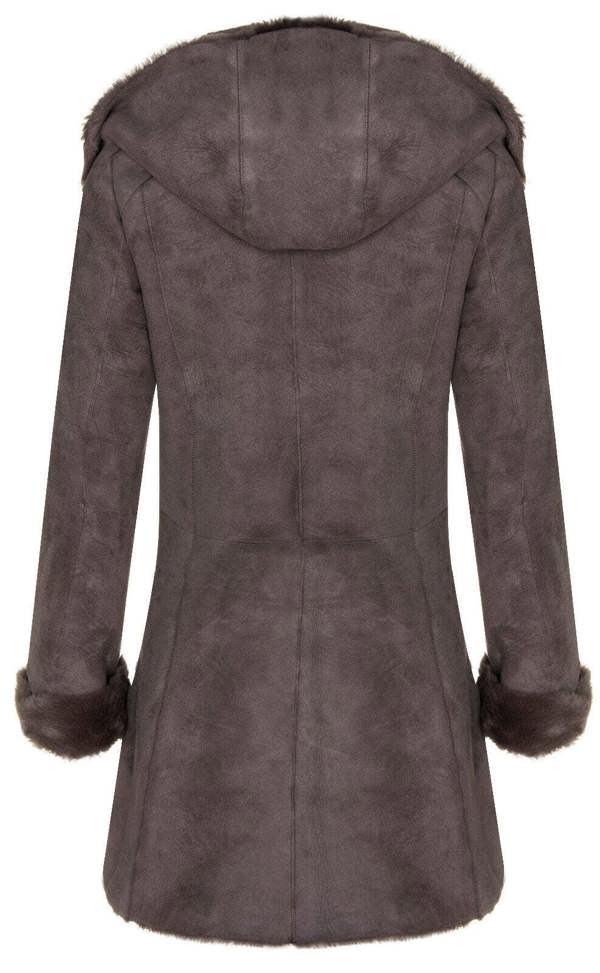 Infinity Leather Womens Merino Sheepskin Hooded Coat-Antioch